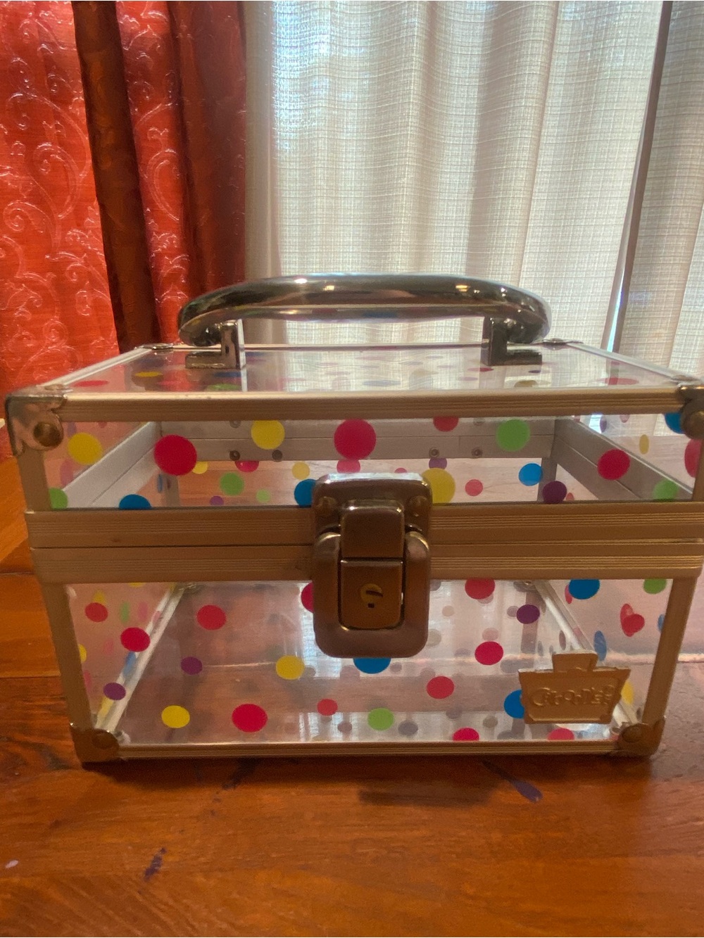 Mini Caboodles Travel Train Case in Clear with Polka Dots